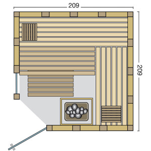 Sauna Urban 209x209x200cm corner entry and window