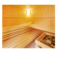 Sauna Urban 228x209x200cm mit Eckeinstieg und Fensterelement