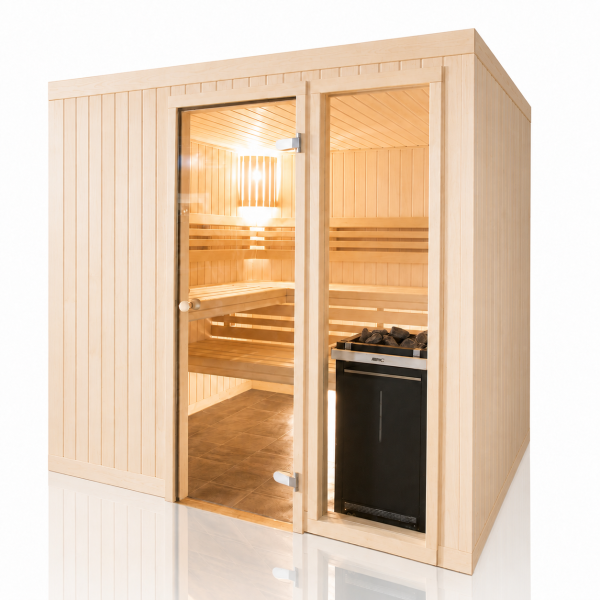 Holzsauna Espe mit Fronteinstieg und grossem Fenster