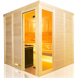 Solid Spruce Wood Sauna with Window