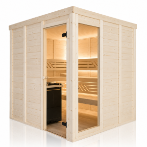 Holzsauna Fichte Massiv mit Fenster