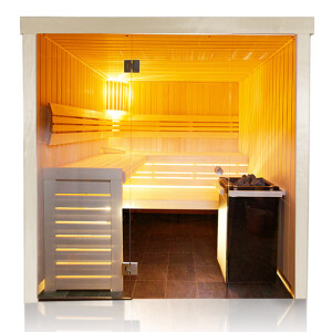 Wooden Sauna with Glass Front Aspen