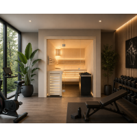 Glasfrontsauna aus Espe – Swissmade nach Mass