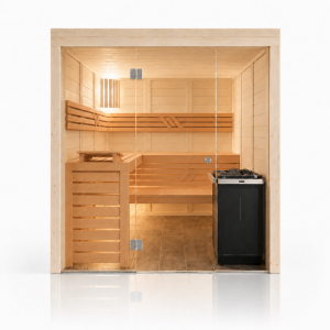 Holzsauna Glasfront Fichte Massiv