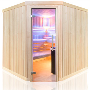 Alder Wood Sauna with Corner Entry