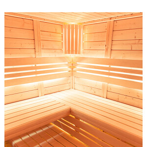 Solid Spruce Wood Sauna with Corner Entry and Window