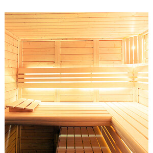 Solid Spruce Wood Sauna with Corner Entry