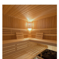 Alder Wood Sauna with Corner Entry and Large Window