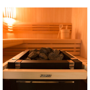 Holzsauna Glasfront mit Eckeinstieg aus Espe – Swissmade