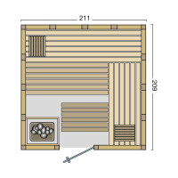 Sauna Urban 211x209x200cm front entry