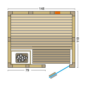 Sauna Vitalis Complete 148x119x200cm with front entry