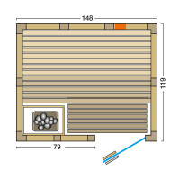 Sauna Vitalis Complete 148x119x200cm with front entry