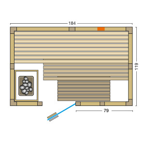 Sauna Vitalis Complete 184x119x200cm with front entry