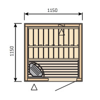 Harvia Sauna Variant 1150x1150x2030mm Fronteinstieg