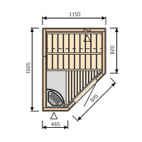 Harvia Sauna Variant 1150x1505x2030mm Eckeinstieg Rechts