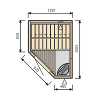 Harvia Sauna Variant 1150x1505x2030mm Eckeinstieg Links