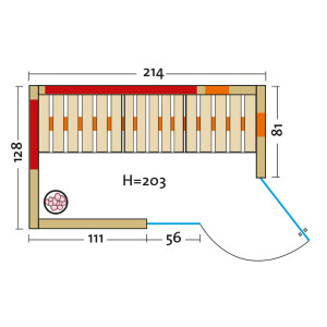 Infrared cabin TrioSol Sera right 2138x1280x2030mm fir,...