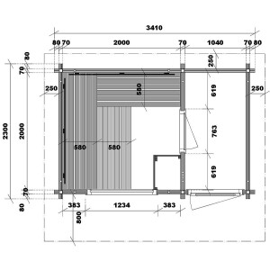 Sauna house Terra 2 with pent roof 3250x2140x2820mm