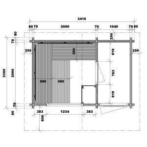 Saunahaus Terra 3 mit Satteldach 3250x2140x2820mm