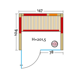 Infrarotkabine TrioSol Natura 147 Glas - Fichte Massiv 40mm - 1470x1040x2015mm