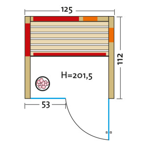 Infrarotkabine TrioSol Glas 125 Tanne VG 1250x1120x2015mm