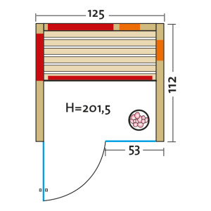 Infrarotkabine TrioSol Glas 125 Zirbe VG 1250x1120x2015mm