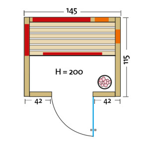 Infrarotkabine TrioSol Basel 145 Eiche-Dekor / Fichte...