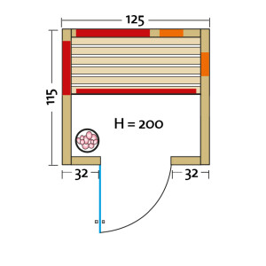 Infrarotkabine TrioSol Basel 125 Eiche-Dekor / Fichte 125x115x200cm (BxTxH)