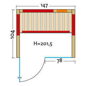 Infrarotkabine Vario Natura 147 Glas - Fichte Massiv 40mm - 1470x1040x2015mm