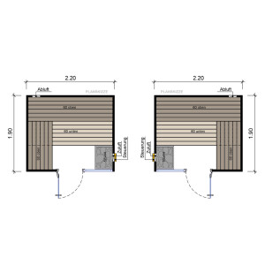 Sauna Espoo Massivholz 45mm mit Fronteinstieg und Fenster