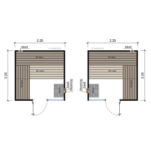 Sauna Espoo Massivholz 45mm mit Fronteinstieg und Fenster