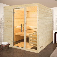 Sauna Espoo solid wood 45mm with front entrance and window