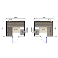 Sauna Espoo Massivholz 45mm mit Fronteinstieg und Fenster