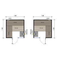 Sauna Espoo Massivholz 45mm mit Fronteinstieg und Fenster