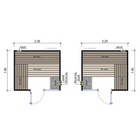 Sauna Espoo solid wood 45mm with front entrance and window