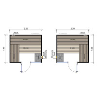 Sauna Espoo Massivholz 45mm mit Fronteinstieg und Fenster