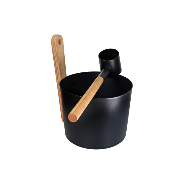 Saunaset Nova 2-teilig mit 5L Aufgusseimer schwarz, Schöpfkelle