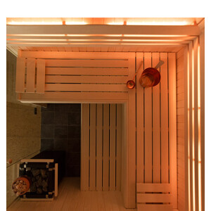 Holzsauna Glasfront Espe Ausstellungsmodell