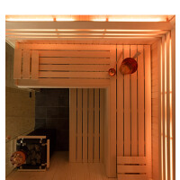 Holzsauna Glasfront Espe Ausstellungsmodell