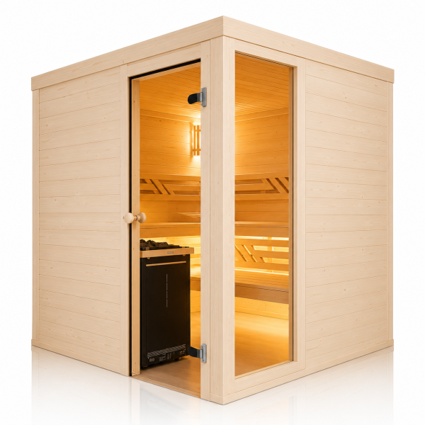 Holzsauna Fichte Massiv mit Fenster Swissmade