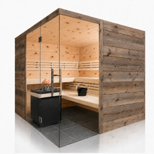 Holzsauna Zirbe Massiv-Paneele Swissmade aussen Altholz...