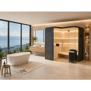 Designer-Sauna Espe und Schiefer