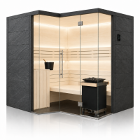 Wooden Sauna with Glass Front Aspen