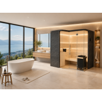 Wooden Sauna with Glass Front Aspen