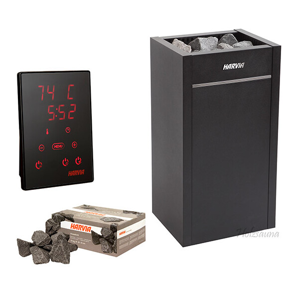 Set: Saunaofen Harvia Virta 9kW- Harvia Xenio Saunasteuerung - 50kg Saunasteine