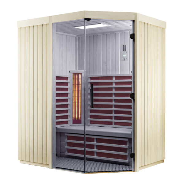 Grauglas mit schwarzen Scharnieren